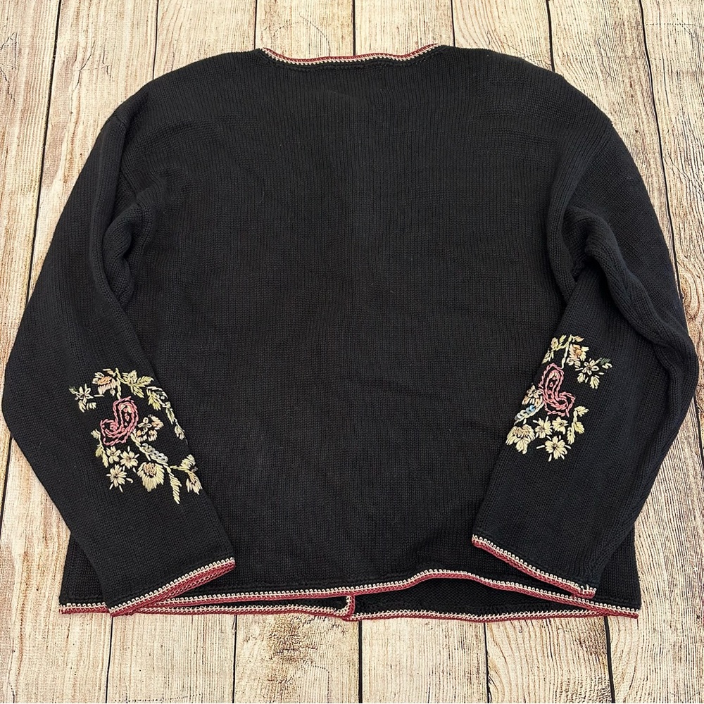 Vintage Heirloom Collectibles Embroidered Cardigan Large 90s Chunky Whimsigoth - Picture 8 of 8